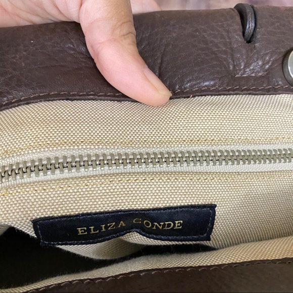 Eliza Conde Leather Structured Hand Bag Brown - Picture 8 of 8